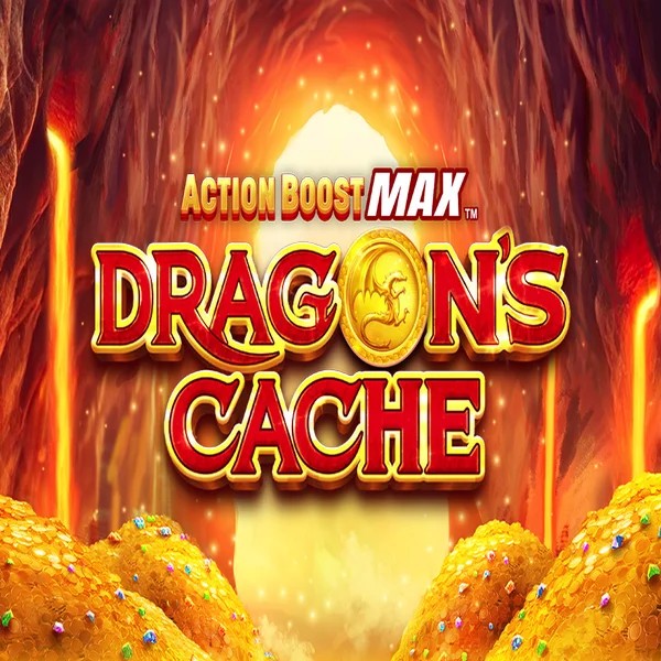 Action Boost Max Dragon's Cache slot logo by SpinPlay Games at AllySpin Casino