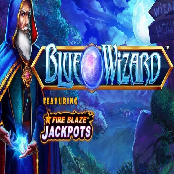 Slots logo of Blue Wizard Fire Blaze Jackpots from Rarestone Gaming at AllySpin Casino